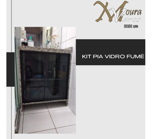 Kit pia preto com vidro Fumê